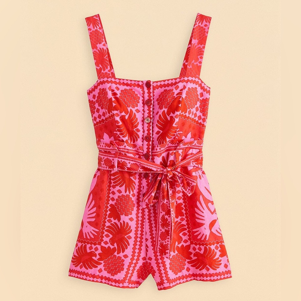 FARM Rio Jungle Scarf Red Romper